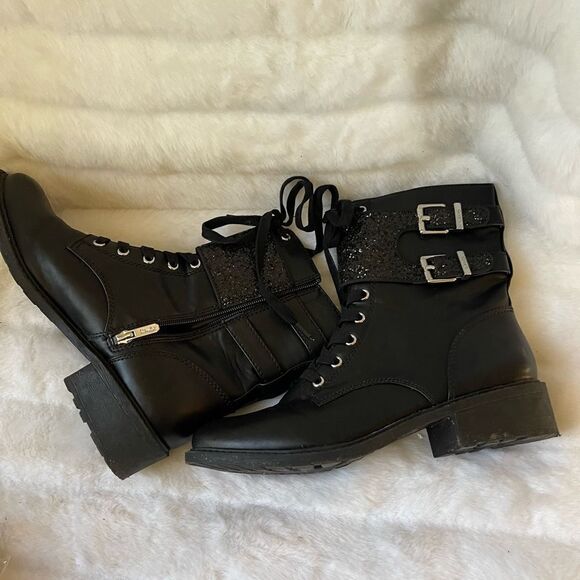 Circus by Sam Edelman Dorothy black combat boots with glittery straps size 10M - Picture 12 of 12
